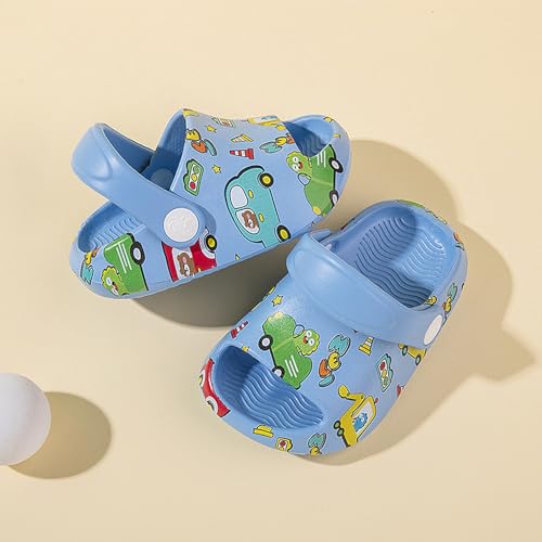 techcity Toddler Little Kids Slide Sandals Cute Summer Shower Beach Pool Slippers Thick Sole Slip On Sandals Water Shoes with Backstrap Boys Girls Clogs