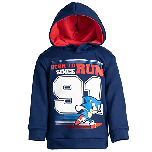 SEGA Sonic the Hedgehog Toddler Boys Fleece Athletic Pullover Hoodie Navy 3T