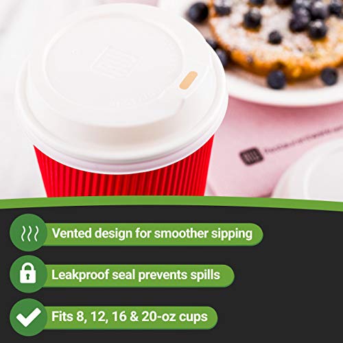 Restaurantware Ripple Coffee Cups, 8/12/16/20 oz lid, White