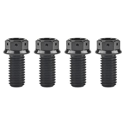 Wanyifa Titanium Flange Hex Head Bolt M10 20 25 30 35 40 45 50 55 60 65 70 75 80 85 90mm Screws Pack of 4 (M10x50mm Pitch 1.25mm, Black)