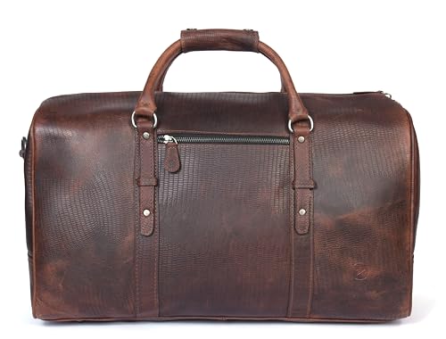 Leather Travel Duffel Bag | Gym Sports Bag Airplane Luggage Carry-On Bag | Gift for Father's Day By Aaron Leather Goods (Blue) 20 x 11 x 9 Inch
