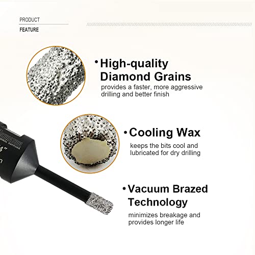 SHDIATOOL Diamond Drill Core Bits Set for Porcelain Hole Saw Cutter for Tile Marble Ceramic Granite Bricks Used for Angle Grinder Hand Drill Kit 5/8 inch-11 13pieces