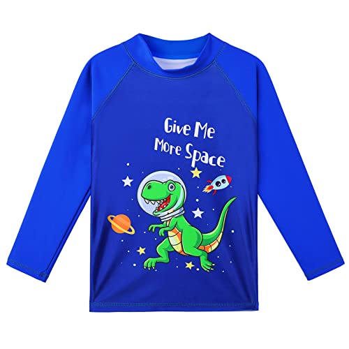 TFJH E Two Pieces Boys Rash Guard Sets UV 50+ Swimsuits Surfing Swimming Sunsuits Navy Dinosaur 4A