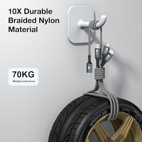 100W USB C Multi Charging Cable [0.5M] 3 in 1 Charging Cable with E-Mark Chip, USB C [100W]+Lightning[27W]+Micro[10W] for Galaxy S23,iPad Pro, iPad Mini, MacBook Pro/Air/iPhone14 13 12 12