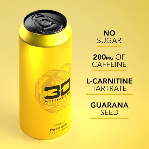3D Energy Alphaland | Sugar Free Energy Drink | Pre Workout Energy | 200mg Caffeine with Taurine and L-Carnitine | 16 Fluid Ounce | 12 Pack | Yellow