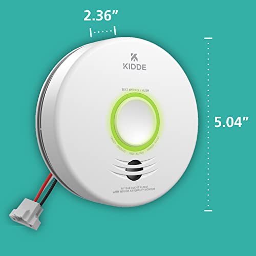 Kidde Smart Smoke Detector & Indoor Air, Quality Monitor, WiFi, Alexa Compatible Device, Hardwired w/Battery Backup, Voice & App Alerts, 2 Pack