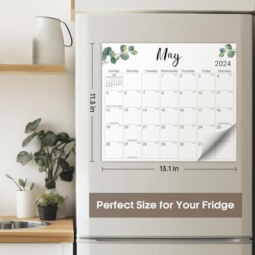 Aesthetic Magnetic Calendar for Refrigerator, Fridge Calendar Magnet Runs from July 2024 Until December 2025, 18 Monthly Refrigerator Calendar with Greenery Designs for Easy Organizing - Nature