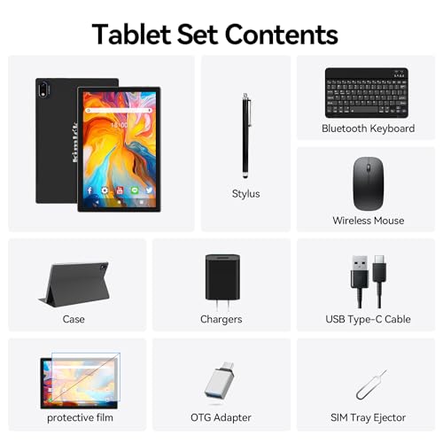 Android 13 Tablet 2024 Newest 10 inch Octa-Core Tablet, 128GB ROM+16GB RAM (8+8 Virtual)+1TB Expand, 5G WiFi Tablet with 13MP+8MP Camera, 8000 mAh Battery, 2 in 1 Tablet with Keyboard, Mouse, Case