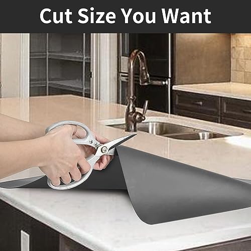 2MM Super Thick Silicone Mats for Kitchen Counter (23.6"x15.7"x0.08"), Kitchen Island Heat-Resistant Mat, Thicker Non-Slip Desk Protect Mat, Multipurpose Countertop Protector,2Set(Black)