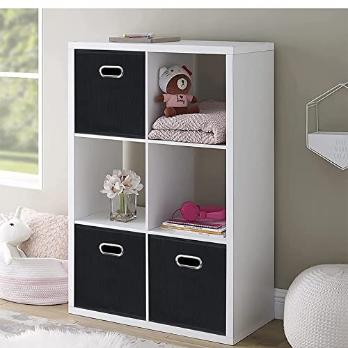 STOREONE Fabric Storage Bins Cubes Baskets Containers-(11X11X11) with Dual Handles for Shelf Closet, Nursery Home ， Bedroom Organizers, Foldable Set of 3 (Grey Gold)