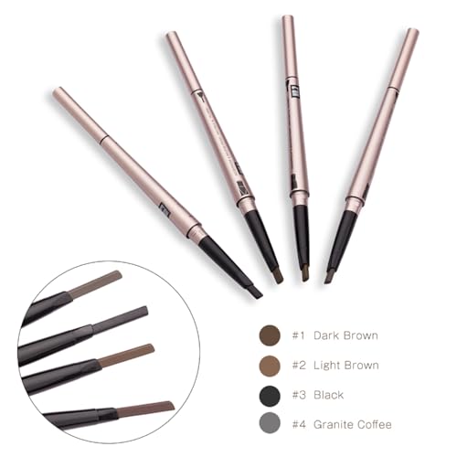 HeyBeauty 2 Pack of Eyebrow Pencil, Waterproof Eyebrow Makeup with Dual Ends, Professional Brow Kit with Eyebrow Brush, Black
