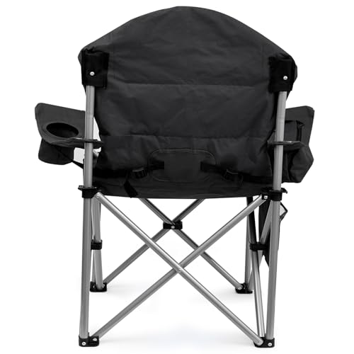 Yestomo Camping Chairs, High Back Folding Camping Chairs with Lumbar Support, Heavy Duty Camping Chairs with Cooler Pouch, Lawn Chairs with Armrest Rest Support to 400LBS