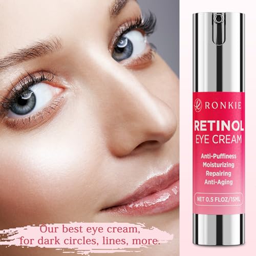Retinol Eye Cream for Dark Circles: Anti-Wrinkle Eye Cream with Hyaluronic Acid - Reduce Under Eye Bags