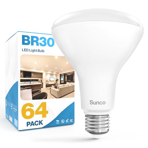 Sunco 64 Pack BR30 Light Bulbs LED, Recessed Can Light Bulbs, Indoor Flood Bulb, 850 LM, 11W (65W Equivalent), 2700K Soft White, Dimmable, E26 Base, for Home, Kitchen, Bedroom UL.
