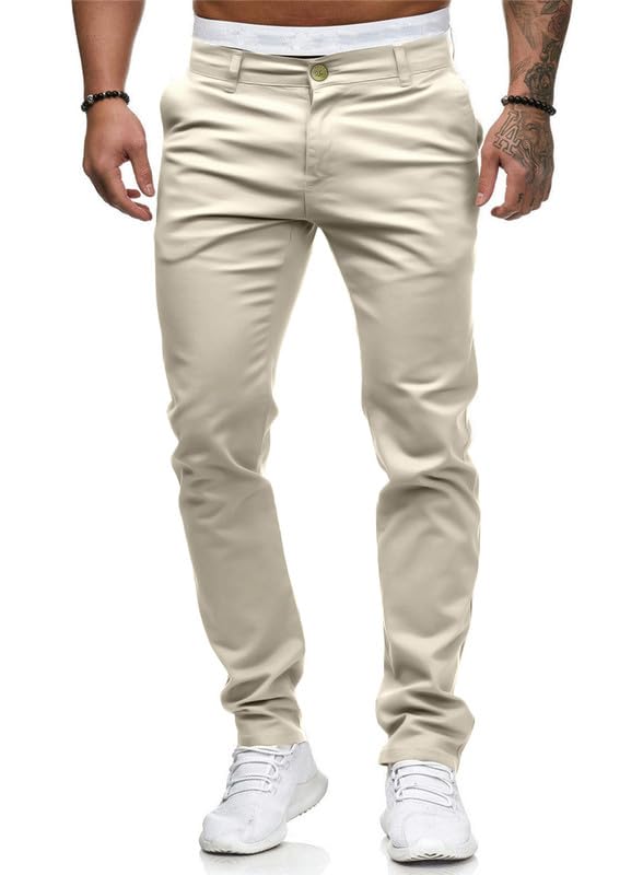 HUNGSON Mens Chinos Slim Fit Stretch Flat-Front Skinny Dress Pants (Royal Blue,30W*30L)