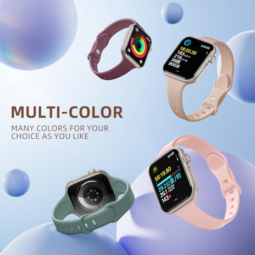 WJK Slim Bands Compatible with Apple Watch Bands 40mm 38mm 41mm, Women Men Silicone Straps Pomegranate for IWatch Series 9/8/7/6/5/4/3/2/1 Ultra