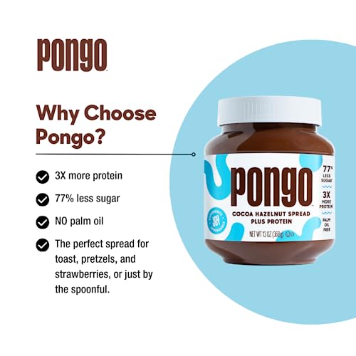 Pongo Cocoa Hazelnut Protein Spread - Low Sugar, Low Carb, Keto-Friendly Chocolate Dessert Topping