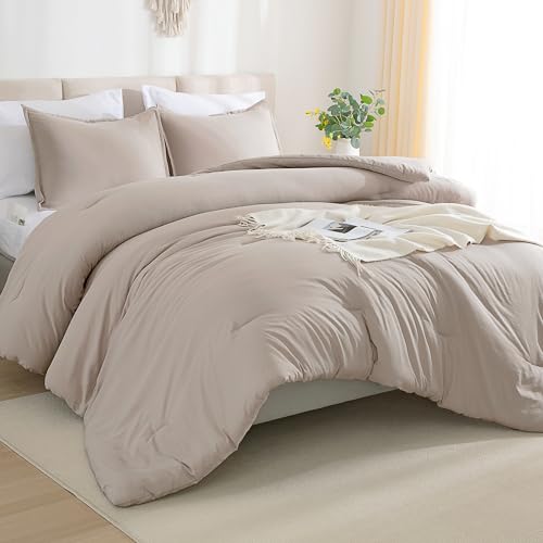 Andency Pink Comforter King Size - 7 Pieces Bed in a Bag King Bedding Comforter Sets, Summer Plain Soft Lightweight Comforter with Fitted Sheets, Flat Sheets, Pillowcases & Shams