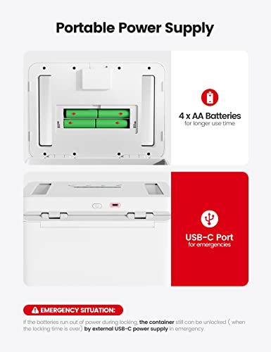 Vaydeer Metal Timed Lock Box, Phone Lock Box with Child Lock and LED Display, Self-Control Time Locking Container for Cell Phones, Snacks, Alcohol or Other Temptations Up to 365 days