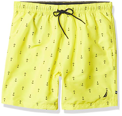 Nautica Men's Standard Quick Dry All Over Classic Anchor Print Swim Trunk, Blazing Yellow, X-Small