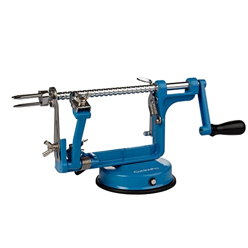 Apple Peeler and Corer by Cucina Pro - Long Lasting Chrome Cast Iron with Countertop Suction Cup, Teal
