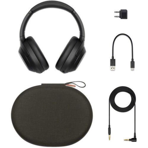 Sony WH-1000XM4 Wireless Noise-Canceling Over-Ear Headphones (Black WH1000XM4/B) Bundle + Wall Charger with USB Type-C Cable