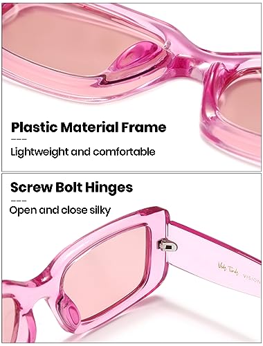 Veda Tinda Vision Fashion Rectangle Sunglasses for Womens and Mens Orange Sunglasses Trendy Vintage Square Unisex Sun Glasses UV400 Protection C27S07