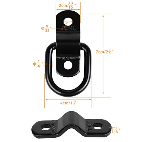 JCHL D Rings Tie Down Anchors Hooks for Trailer Truck Bed Bracket Enclosed Points Pickup Camper Surface Mount D-Ring Heavy Duty 1/4" 2400 Pound Capacity (10-Pack)