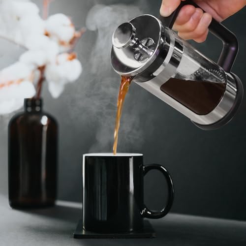 wedrink French Press Coffee Maker, Thicken Heat-Resistant Borosilicate Glass and 304 Stainless Steel Coffee Press for camping travel gifts(12oz, 350ml)