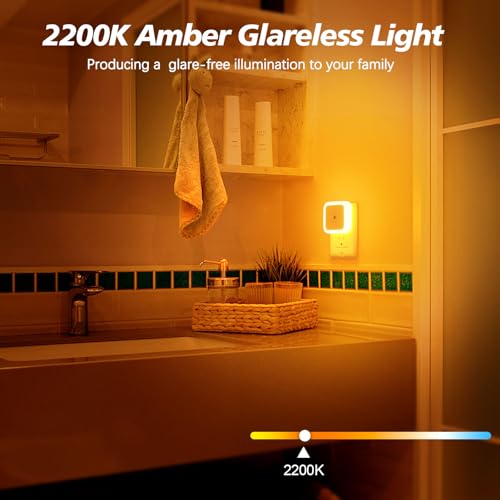 Sujeet Night Light, Night Lights Plug into Wall 4-Pack, Nightlight Plug in Night Light, Dusk to Dawn Night Lamp Led Night Light for Bedroom, Bathroom, Hallway Warm White