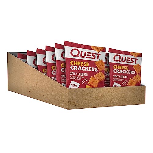 Quest Nutrition Cheese Crackers, Spicy Cheddar Blast, 10g of Protein, Low Carb, Made with Real Cheese, 12 Count (1.06 oz bags)