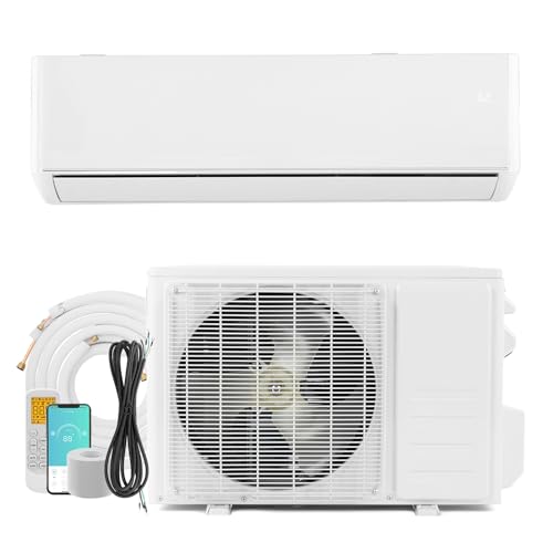 Bonnlo 9,000 BTU Mini Split AC/Heating System with Inventer, 24 SEER 115V Energy Saving Ductless Split-System Air Conditioner with Pre-Charged Condenser, Heat Pump, Remote Control & Installation Kit