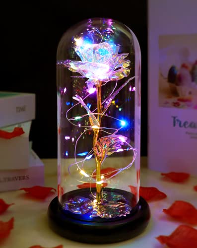 Mothers Day Rose Gifts for Mom from Daughter,Birthday Gifts for Women,Presents Mom Girlfriend Wife Grandma Sister Mother Day Flowers Gifts,I Love You Gifts for Her,Galaxy Light Up Rose in A Glass Dome