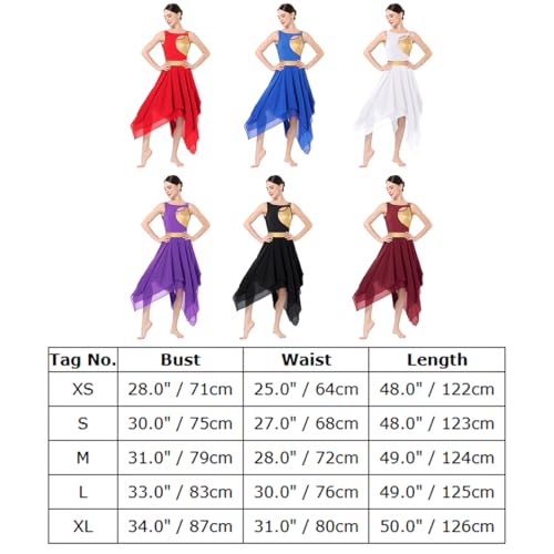 IBAKOM Lyrical Dance Dress for Women Gold Metallic Cutout Chiffon Tulle Contemporary Dance Costume Backless Flowy Skirt Salsa Ballroom Dance Dress Ballet Leotard Ballerina Costume Black XS