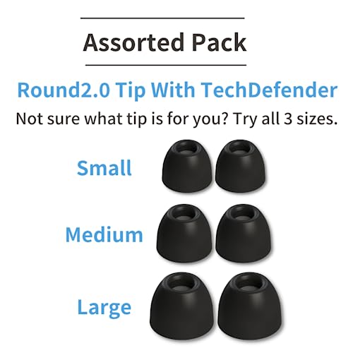 Comply Foam 200 Series Round 2.0 Replacement Ear Tips for Bang and Olufsen, Sennheiser, Axil, MEE Audio, KZ, Bose & More | Ultimate Comfort | Unshakeable Fit| TechDefender | Medium, 3 Pairs