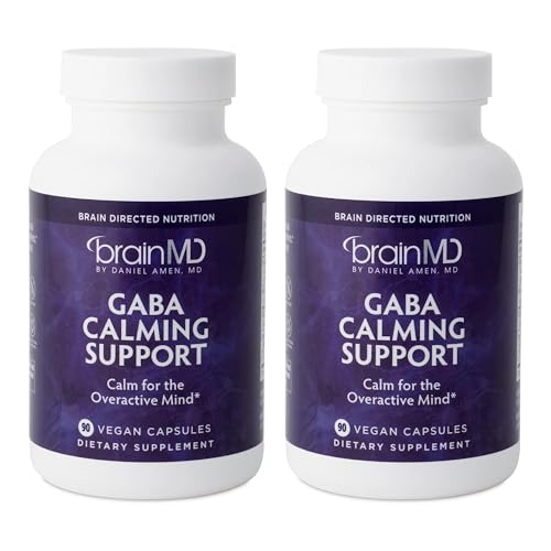 Dr Amen BrainMD GABA Calming Support - 90 Capsules - Promotes Relaxation - Contains Magnesium, Vitamin B6 & Lemon Balm - 90 Servings