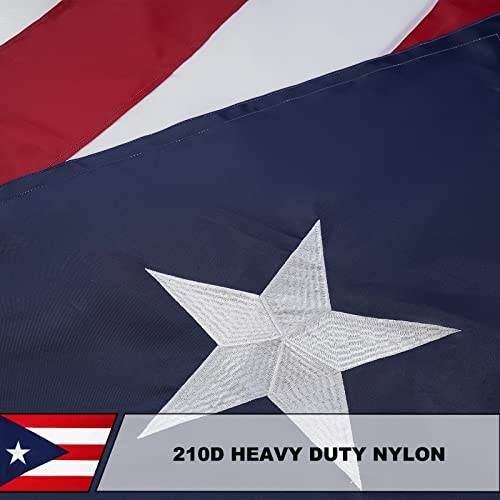 AZCOVER Puerto Rico Flag, 3x5 FT Puerto Rican Flag Outdoor Embroidery Stars and Double Stitched Sewn Stripes with 2 Brass Grommets, 210D Heavy Duty Polyester Puerto Rican Flags