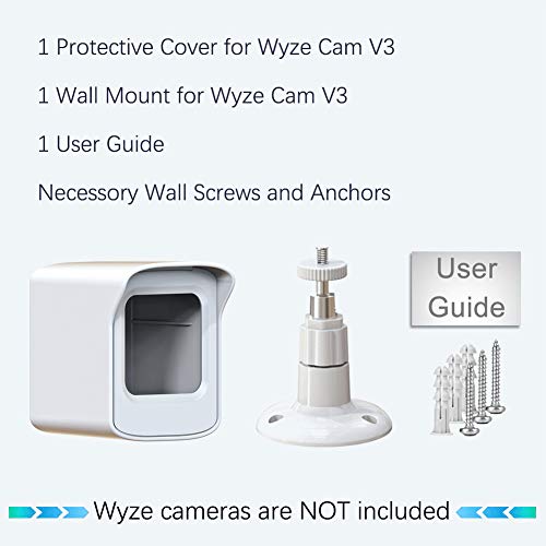 PEF Mount for All-New Wyze Cam V3 and V4, Weatherproof Protective Cover and 360 Degree Adjustable Wall Mount Solid Housing for Wyze V3 and V4 Outdoor Indoor Smart Home Camera System (White, 1 Pack)