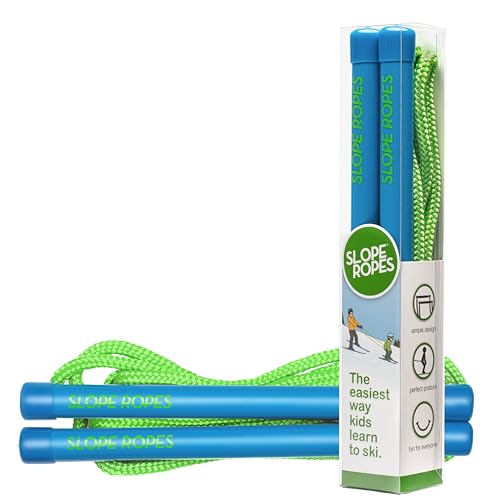 Slope Ropes Kids Ski Trainer to Teach Kids to Downhill Ski Safely with Proper Posture, Simple Harness Free Design, Fun for Parents and Kids (Blue/Green)