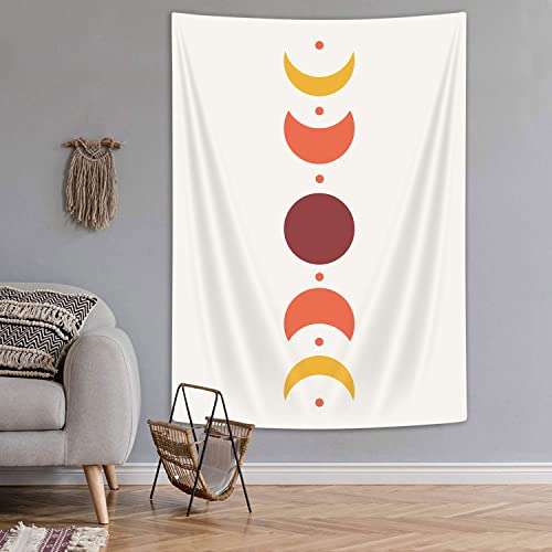 JAWO Boho Sun Moon Vertical Tapestry, 70s Vintage Bohemian Tapestry, Abstract Mid Century Tapestry for Bedroom, Aesthetic Tapestry Wall Hanging for Bedroom Living Room Dorm 26X36 Inch