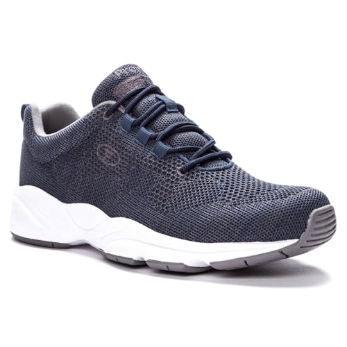 Propét Mens Stability Fly Sneaker, Navy/Grey, 10.5 X-Wide US