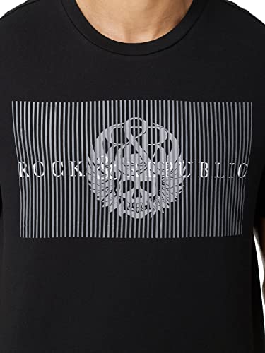 Rock & Republic Mens Graphic Tee T-Shirt, Black Tie Dye, Medium US