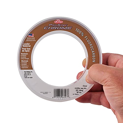 Berkley ProSpec® Chrome 100% Fluoro Leader, Clear, 80lb | 36.2kg, 75yd | 68m Fishing Line, Suitable for Saltwater Environments