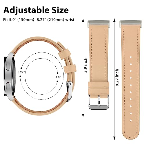Vancle Leather band Compatible with Samsung Galaxy Watch 5/4 40mm 44mm/Watch 5 Pro 45mm/Galaxy Watch 4 Classic 42mm 46mm Women Men, Leather Strap Replacement for Samsung Galaxy Watch 4/5