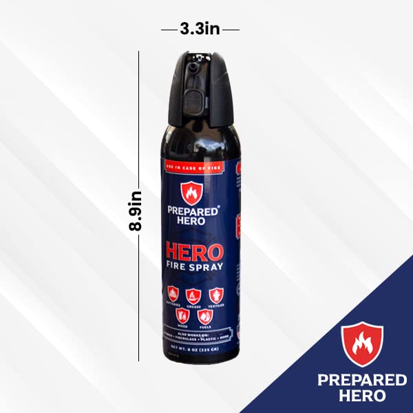 Prepared Hero Fire Spray - Mini Fire Extinguishers for House, Car, Garage - Kitchen Small Fire Extinguisher for Home, Made in USA, 100% Organic - Compact, Portable & Easy to Use, Non-Toxic - 2 Pack