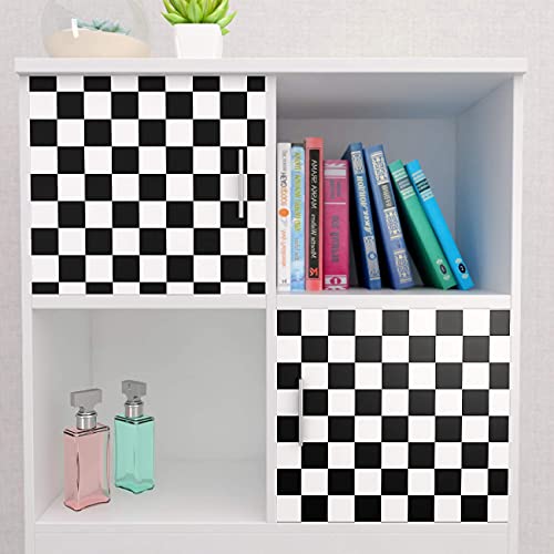 Decotalk Checkered Peel and Stick Wallpaper for Kitchen Backsplash Wall Paper Black and White Checkerboard Decor for Wall Cabinets Bathroom Removable Contact Paper Checkered Stick on Tile 120x12 Inch