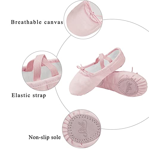 Stelle Ballet Shoes for Girls Women Canvas Ballet Slippers Dance Ballerina Shoes for Toddler/Little Kid/Big Kid/Women(2ML,White)