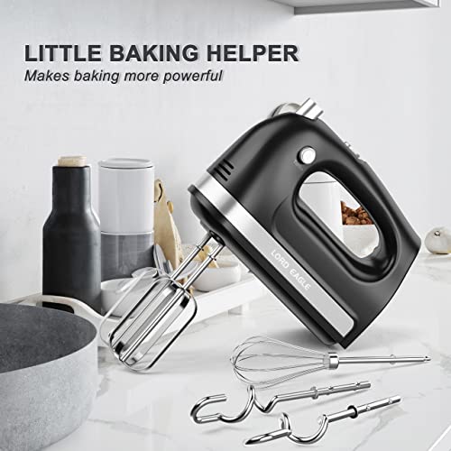 Lord Eagle Hand Mixer Electric, 400W Power handheld Mixer for Baking Cake Egg Cream Food Beater, Turbo Boost/Self-Control Speed + 5 Speed + Eject Button + 5 Stainless Steel Accessories (Black)