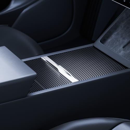 Danluke for Tesla 2024 Model 3 Highland Center Console Wrap Kit Carbon Fiber Console Cover Interior Decoration Wrap Kit for Tesla Accessories (Wooden Pattern)