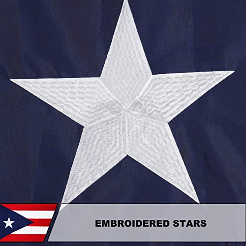 AZCOVER Puerto Rico Flag, 3x5 FT Puerto Rican Flag Outdoor Embroidery Stars and Double Stitched Sewn Stripes with 2 Brass Grommets, 210D Heavy Duty Polyester Puerto Rican Flags